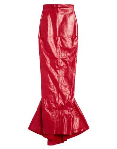 Rick Owens Woman Maxi Skirt Red Size 4 Calfskin