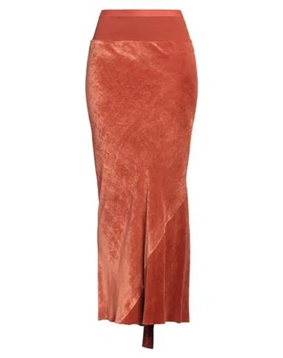 Rick Owens Woman Maxi Skirt Rust Size 4 Viscose, Silk, Cotton In Red
