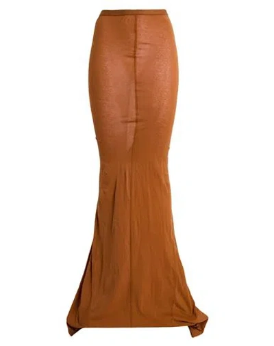 Rick Owens Woman Maxi Skirt Tan Size 2 Cupro, Elastane In Brown