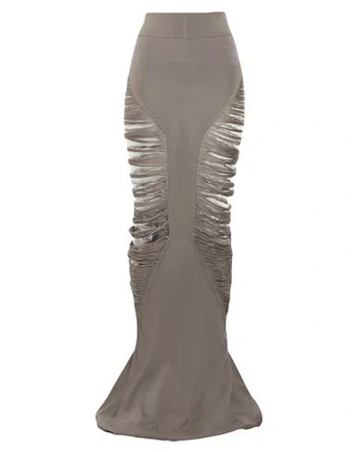 Rick Owens Woman Maxi Skirt Taupe Size M Virgin Wool In Gray