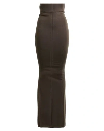 Rick Owens Woman Maxi Skirt Taupe Size M Virgin Wool, Polyamide, Elastane In Brown