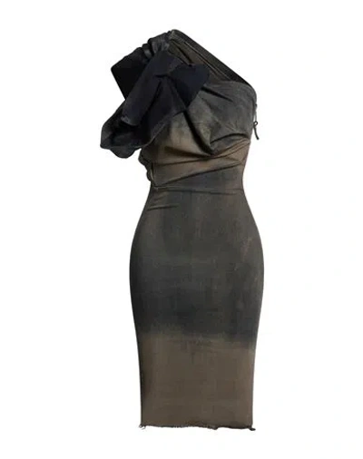 Rick Owens Woman Midi Dress Blue Size 2 Cotton, Elastomultiester, Rubber