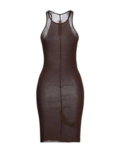 Rick Owens Woman Midi Dress Brown Size 8 Viscose, Silk In Brown