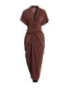 Rick Owens Woman Midi Dress Brown Size 4 Viscose, Silk