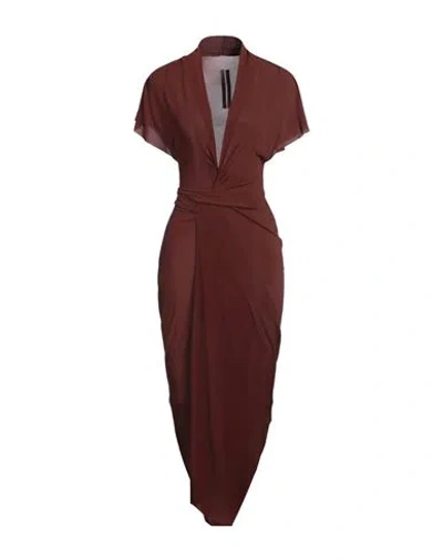 Rick Owens Woman Midi Dress Chocolate Brown Size 8 Cupro, Elastane