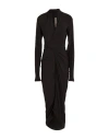 Rick Owens Woman Midi Dress Dark Brown Size 4 Acetate, Silk In Brown
