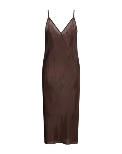 Rick Owens Woman Midi Dress Dark Brown Size 6 Cupro