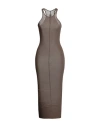 Rick Owens Woman Midi Dress Khaki Size 4 Viscose, Silk In Gray