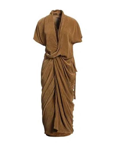 Rick Owens Woman Midi Dress Mustard Size 6 Viscose, Silk In Yellow