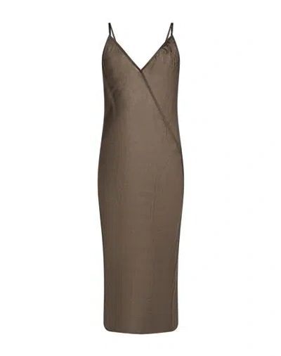 Rick Owens Woman Midi Dress Taupe Size 4 Cupro In Grey