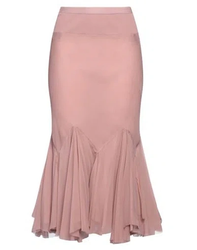 Rick Owens Woman Midi Skirt Antique Rose Size 8 Cupro In Pink