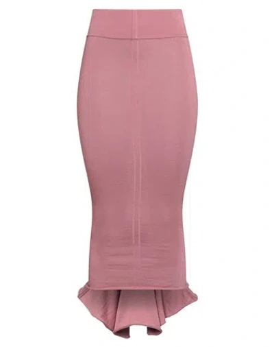 Rick Owens Woman Midi Skirt Antique Rose Size Xs Virgin Wool, Polyamide, Elastane In Pink