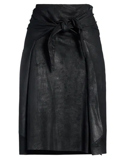 Rick Owens Woman Midi Skirt Black Size 4 Lambskin