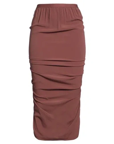 Rick Owens Woman Midi Skirt Chocolate Brown Size 6 Acetate, Silk In Burgundy