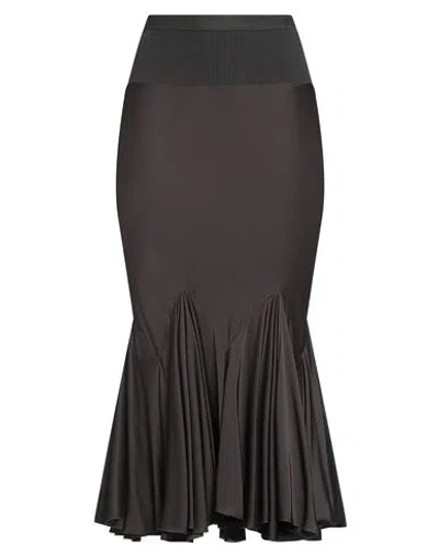 Rick Owens Woman Midi Skirt Dark Brown Size 8 Acetate, Viscose, Cotton, Polyamide