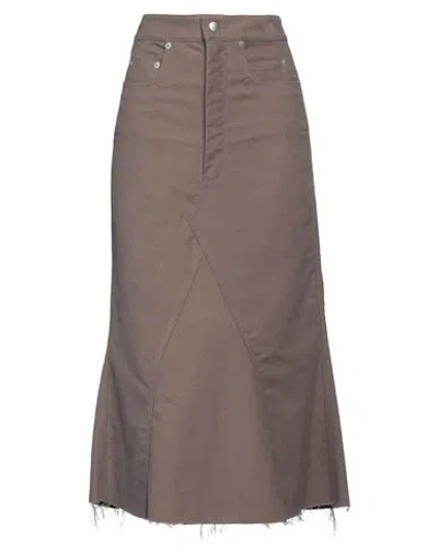 Rick Owens Woman Midi Skirt Lead Size 6 Cotton In Gray