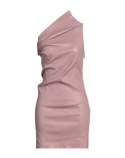 Rick Owens Woman Mini Dress Antique Rose Size 8 Lambskin, Cotton, Lycra In Pink