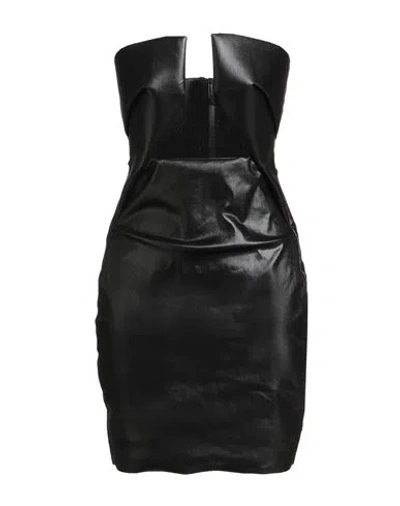 Rick Owens Woman Mini Dress Black Size 10 Cotton, Elastomultiester, Rubber