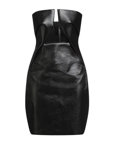 Rick Owens Woman Mini Dress Black Size 6 Cotton, Elastomultiester, Rubber