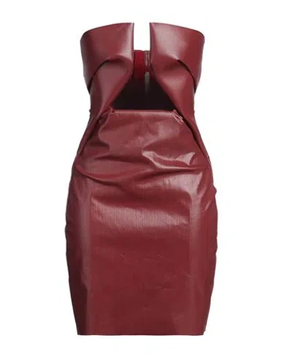 Rick Owens Woman Mini Dress Brick Size 4 Cotton, Elastomultiester, Rubber In Red