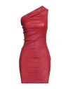 Rick Owens Woman Mini Dress Brick Size 8 Lambskin, Cotton, Lycra In Red