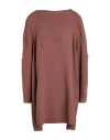 Rick Owens Woman Mini Dress Brown Size 6 Virgin Wool