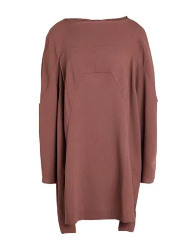 Rick Owens Woman Mini Dress Brown Size 6 Virgin Wool