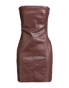 Rick Owens Woman Mini Dress Chocolate Brown Size 4 Cotton, Elastomultiester In Brown