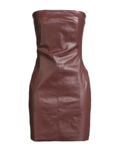 Rick Owens Woman Mini Dress Chocolate Brown Size 4 Cotton, Elastomultiester