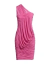 Rick Owens Woman Mini Dress Fuchsia Size 8 Cupro, Elastane In Pink