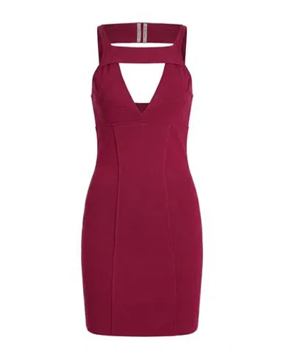 Rick Owens Woman Mini Dress Garnet Size L Viscose, Polyester, Polyamide, Elastane In Purple
