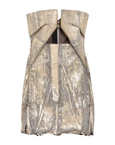 Rick Owens Woman Mini Dress Gold Size 8 Cotton, Elastomultiester, Rubber In Brown