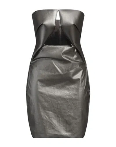 Rick Owens Woman Mini Dress Grey Size 6 Cotton, Elastomultiester, Rubber