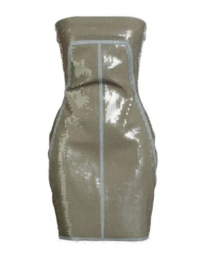 Rick Owens Woman Mini Dress Khaki Size 2 Cotton, Elastomultiester, Rubber, Nylon, Polyester