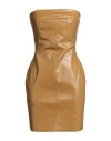 Rick Owens Woman Mini Dress Mustard Size 4 Cotton, Elastomultiester In Brown