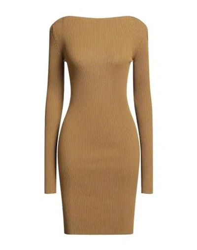 Rick Owens Woman Mini Dress Mustard Size S Viscose, Polyester In Brown