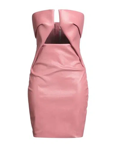 Rick Owens Woman Mini Dress Pink Size 4 Cotton, Elastomultiester, Rubber