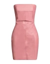 Rick Owens Woman Mini Dress Pink Size 6 Cotton, Elastomultiester