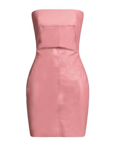 Rick Owens Woman Mini Dress Pink Size 6 Cotton, Elastomultiester