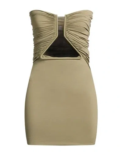 Rick Owens Woman Mini Dress Sage Green Size 6 Nylon, Elastane