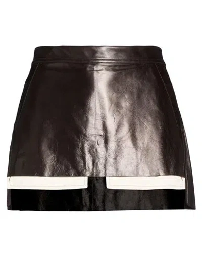 Rick Owens Woman Mini Skirt Dark Brown Size 4 Calfskin