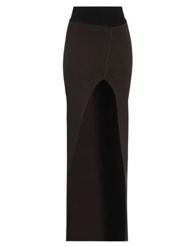 Rick Owens Woman Mini Skirt Dark Brown Size S Cashmere, Wool, Elastane, Viscose, Polyester In Brown