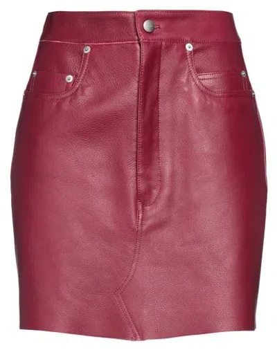 Rick Owens Woman Mini Skirt Garnet Size 8 Cow Leather In Red