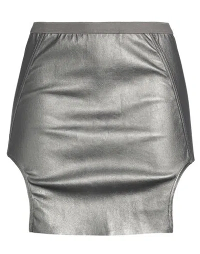 Rick Owens Woman Mini Skirt Lead Size 6 Lambskin, Cotton, Lycra In Grey