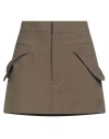 Rick Owens Woman Mini Skirt Military Green Size 4 Virgin Wool In Gray