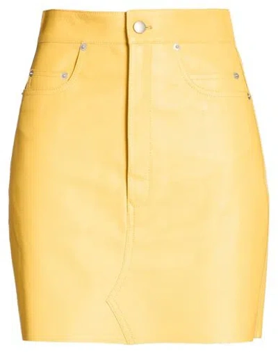 Rick Owens Woman Mini Skirt Yellow Size 2 Cow Leather In Orange