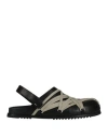 Rick Owens Leather Flat Sandals With Adjustable Strap And Shark-tooth Sole In Black