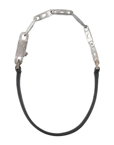 Rick Owens Woman Necklace Black Size - Calfskin, Silver