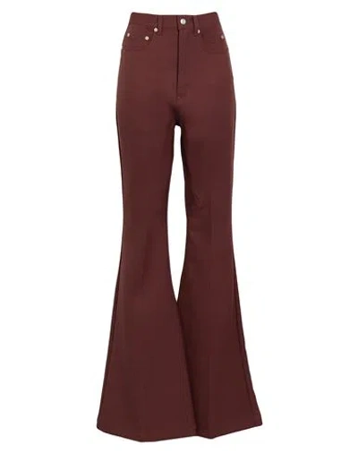 Rick Owens Woman Pants Brick Size 26 Wool In Brown