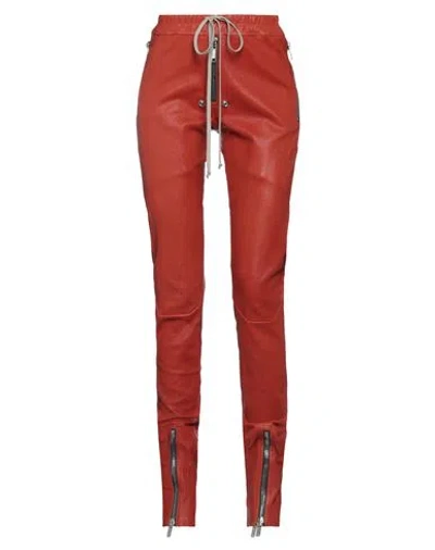 Rick Owens Woman Pants Rust Size 6 Goat Skin, Cotton, Elastane In Red